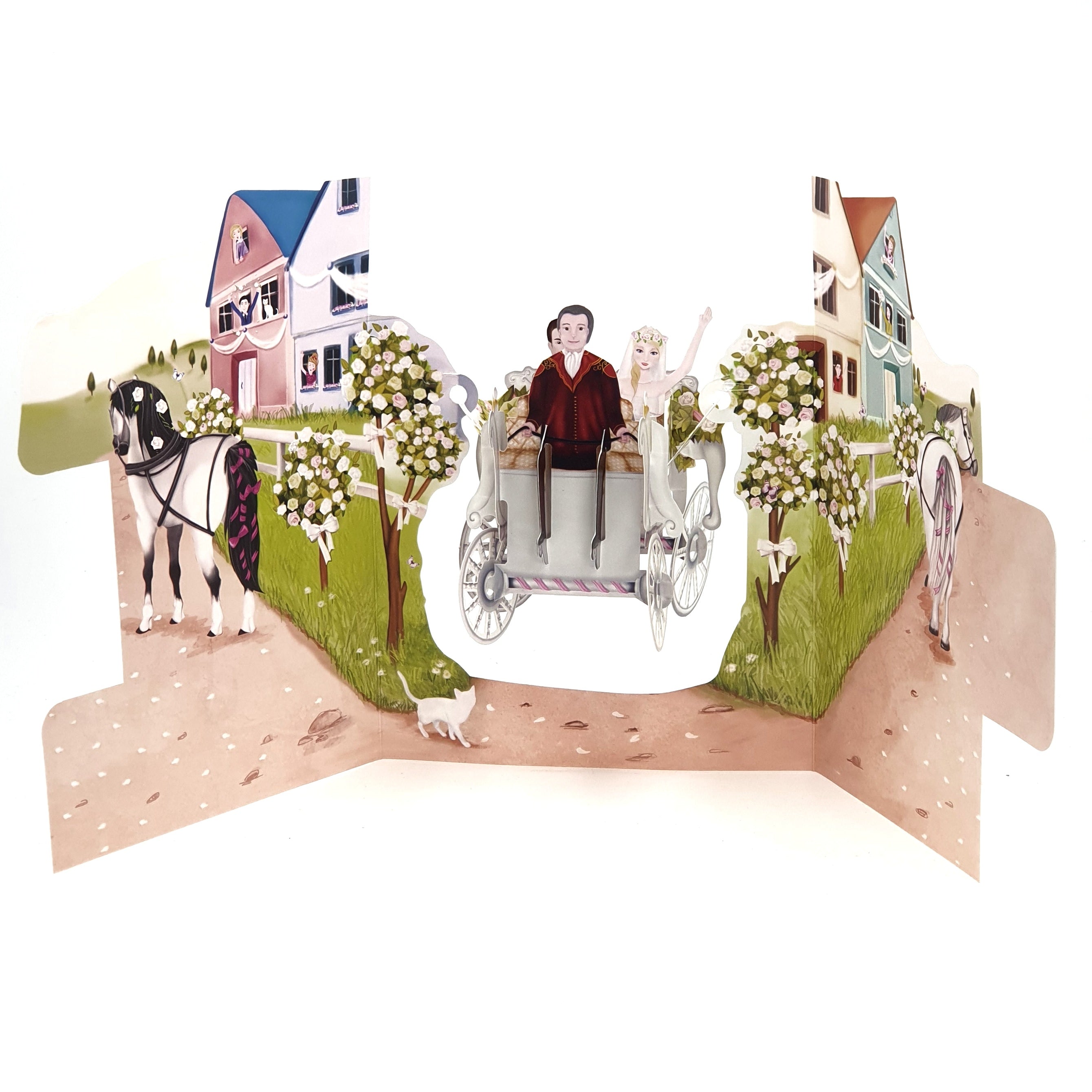 Felicitare 3D Swing Cards - Caleasca de nunta