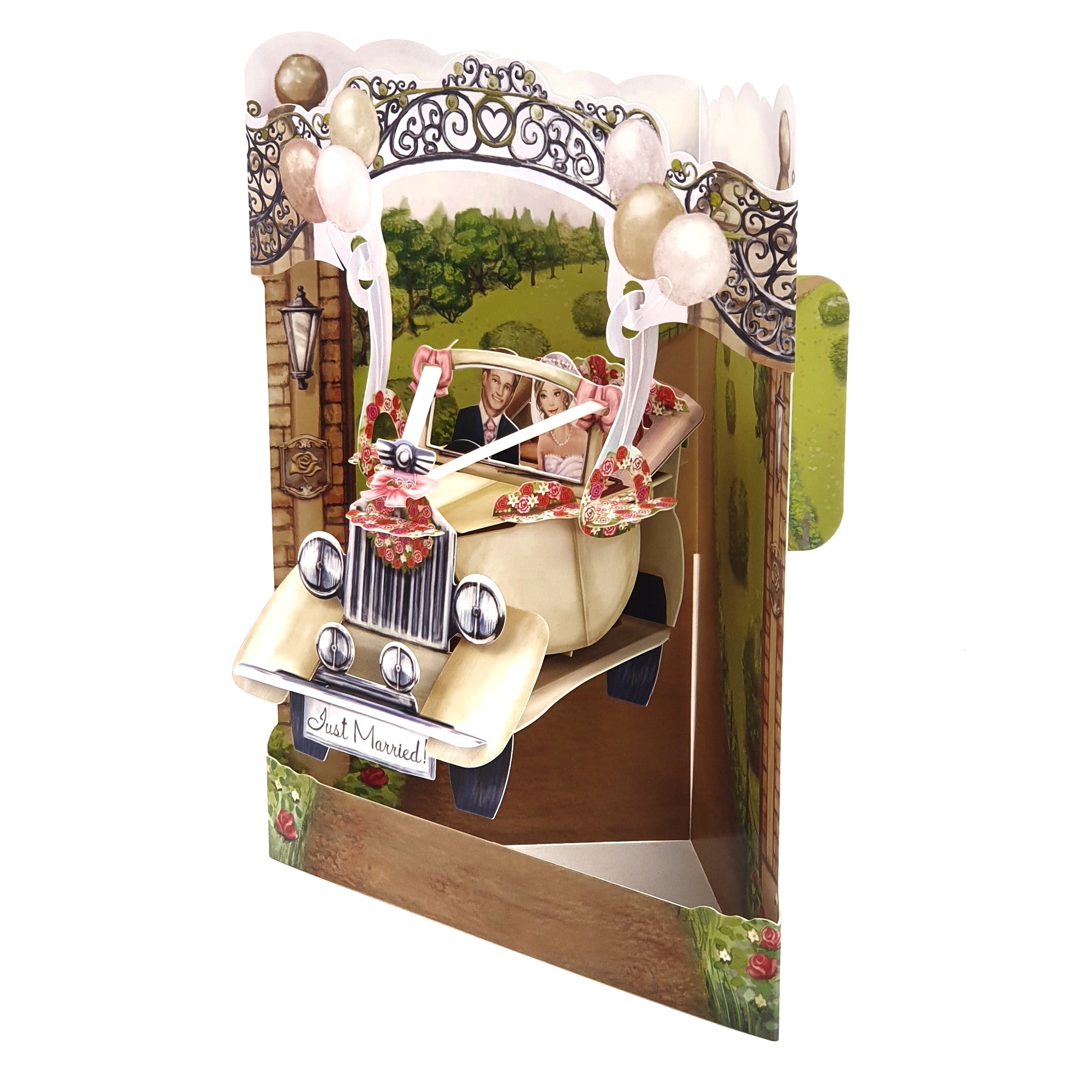 Felicitare 3D Swing Cards Masina de nunta