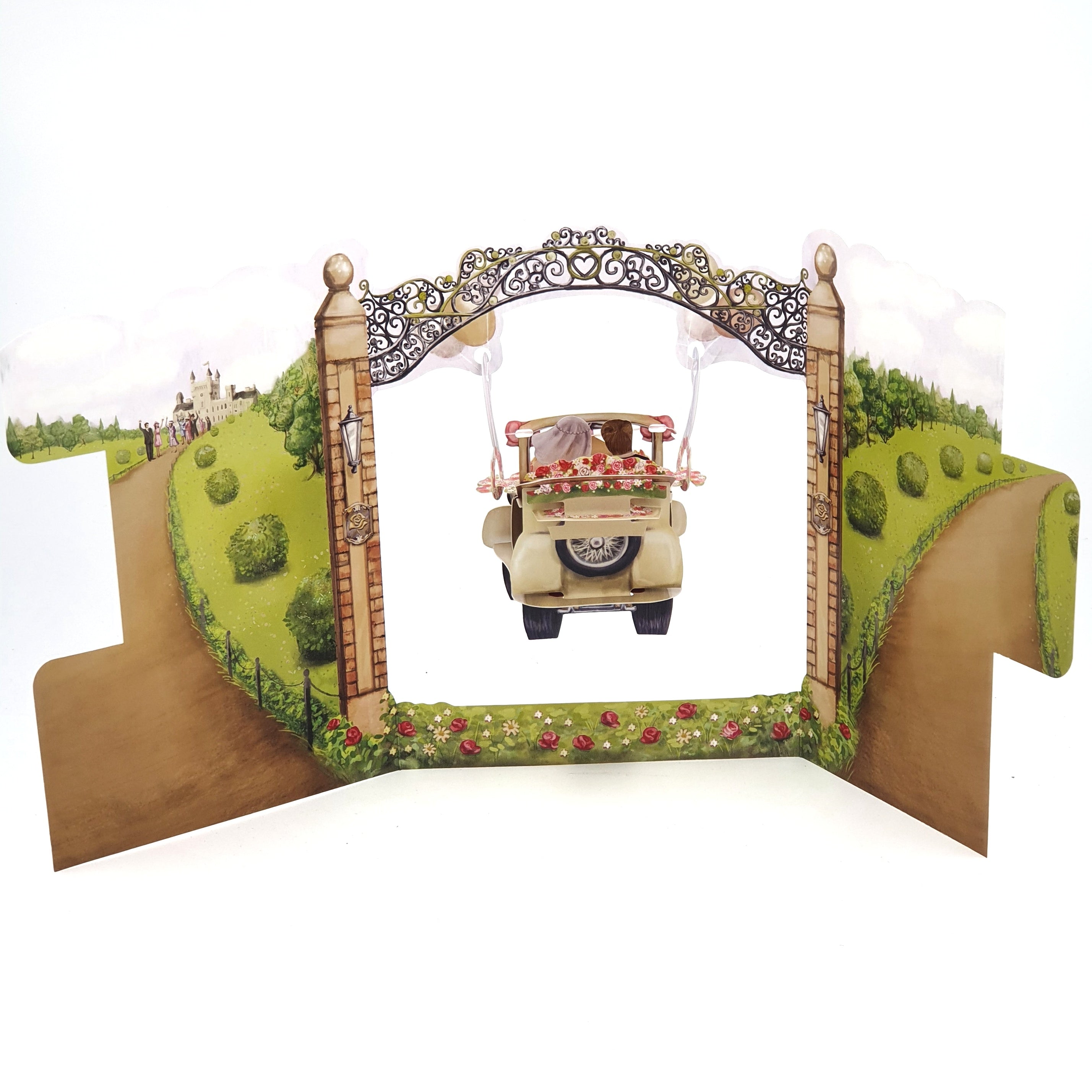 Felicitare 3D Swing Cards Masina de nunta