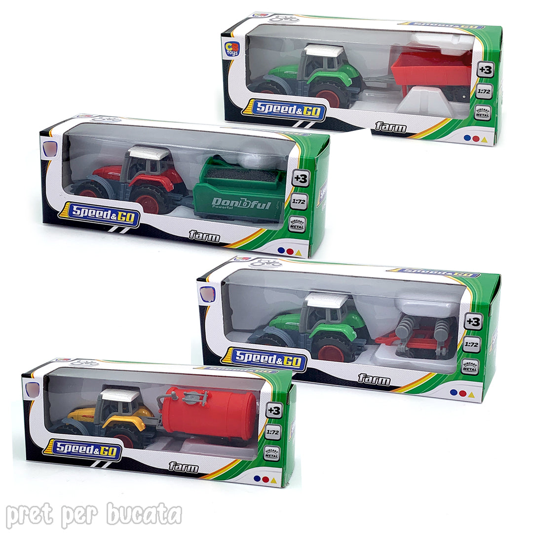 Tractor fermă die-cast 1:72 Color Baby – model verde