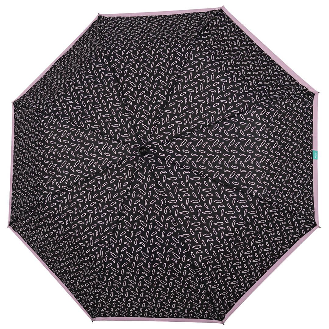 Mini umbrela ploaie pliabila negru cu roz - Nitzi.ro