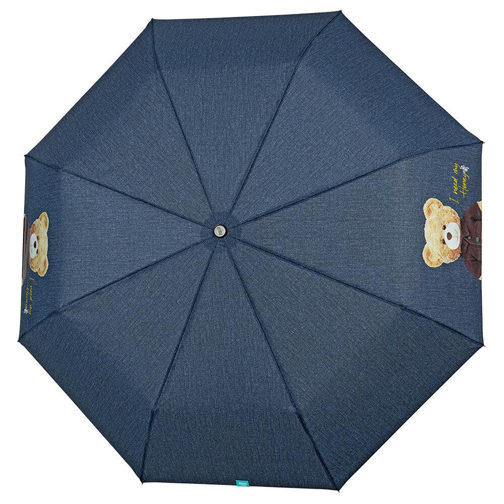 Mini Umbrela ploaie pliabila model denim Teddy Bear - Nitzi.ro