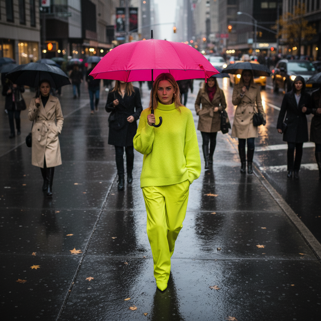 Umbrela ploaie automata baston culoare neon pentru femei inraznete