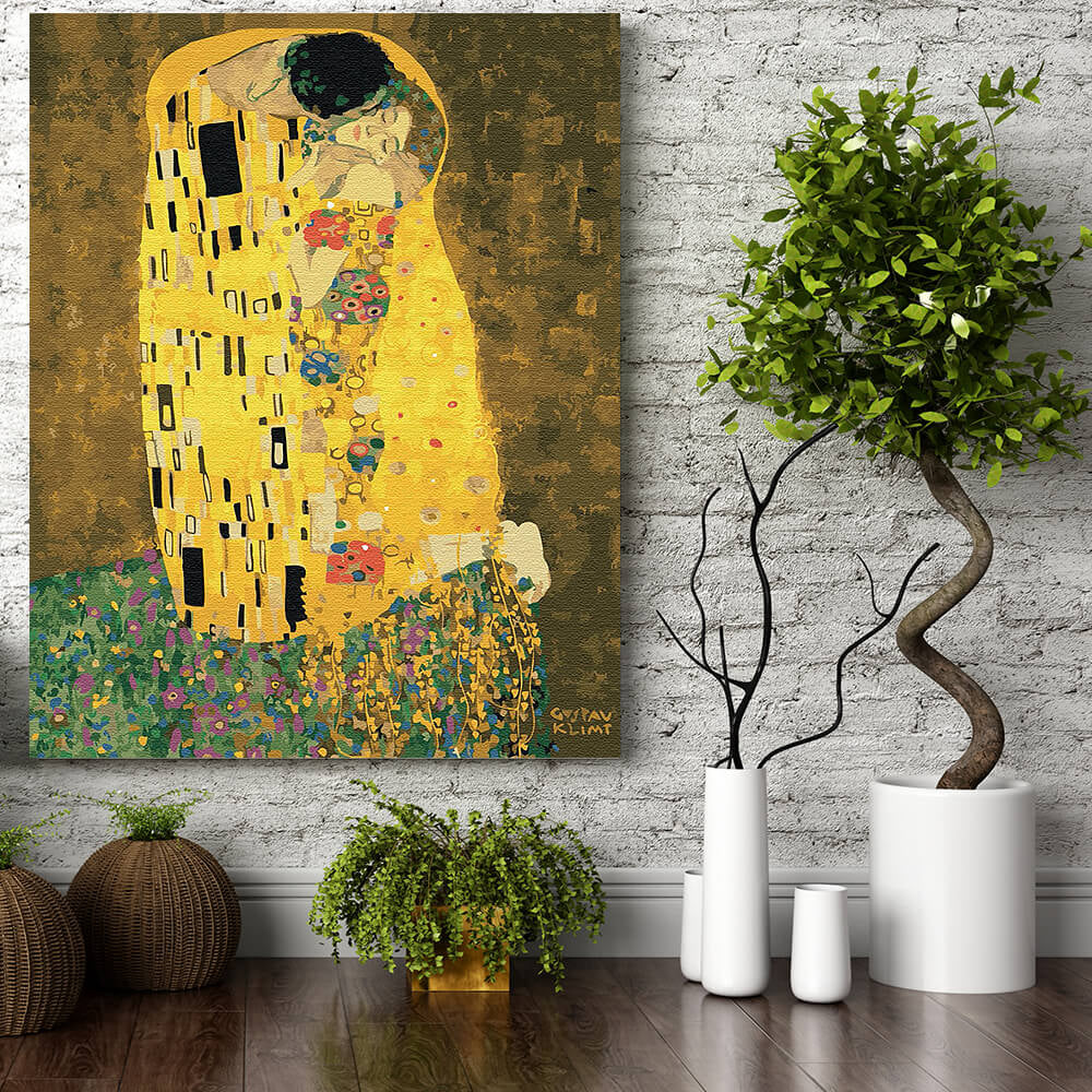 Set pictura pe numere (panza) "Sarutul" - Gustav Klimt 50x40 cm
