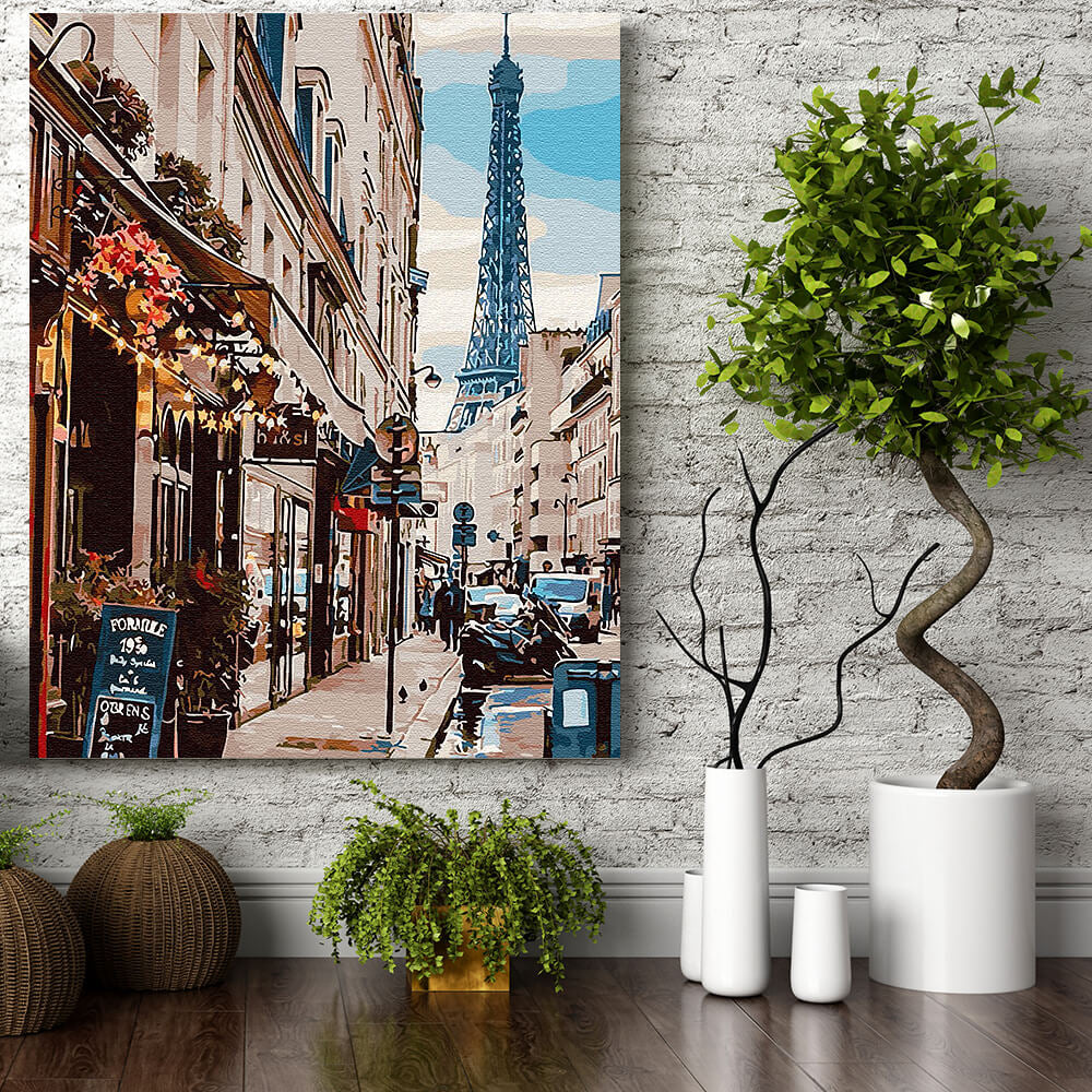 Set pictura pe numere (panza) Un colt din Paris 50x40 cm