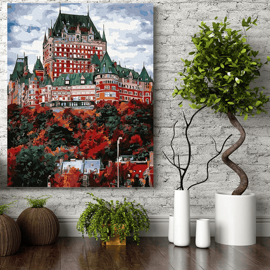 Pictura pe panza cu numere Frontenac Castel din Canada 50x40 cm - Nitzi.ro
