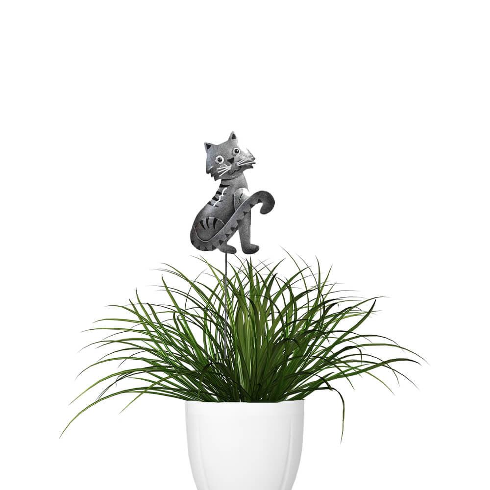 Decoratiune metalica gradina Pisica tija plante 45 cm