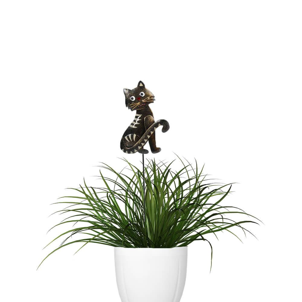 Decoratiune metalica gradina Pisica tija plante 45 cm
