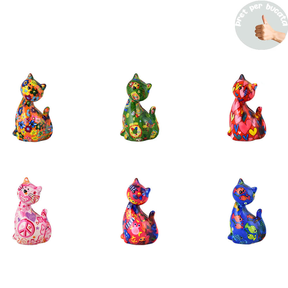 Decoratiune ceramica Pisica Caramel h13 cm