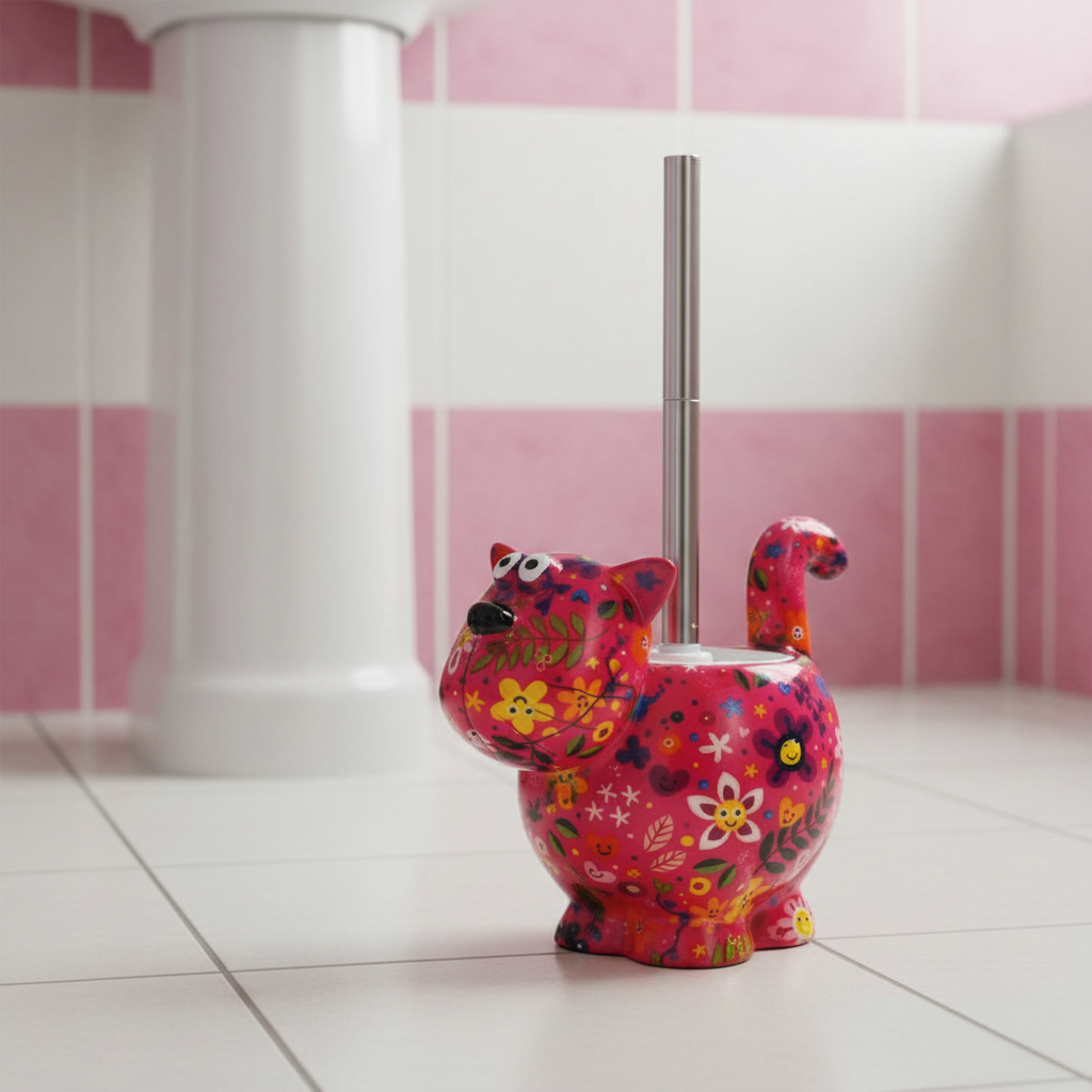 Decoratiune ceramica Suport perie toaleta Pisica Dorothy h17.5 cm