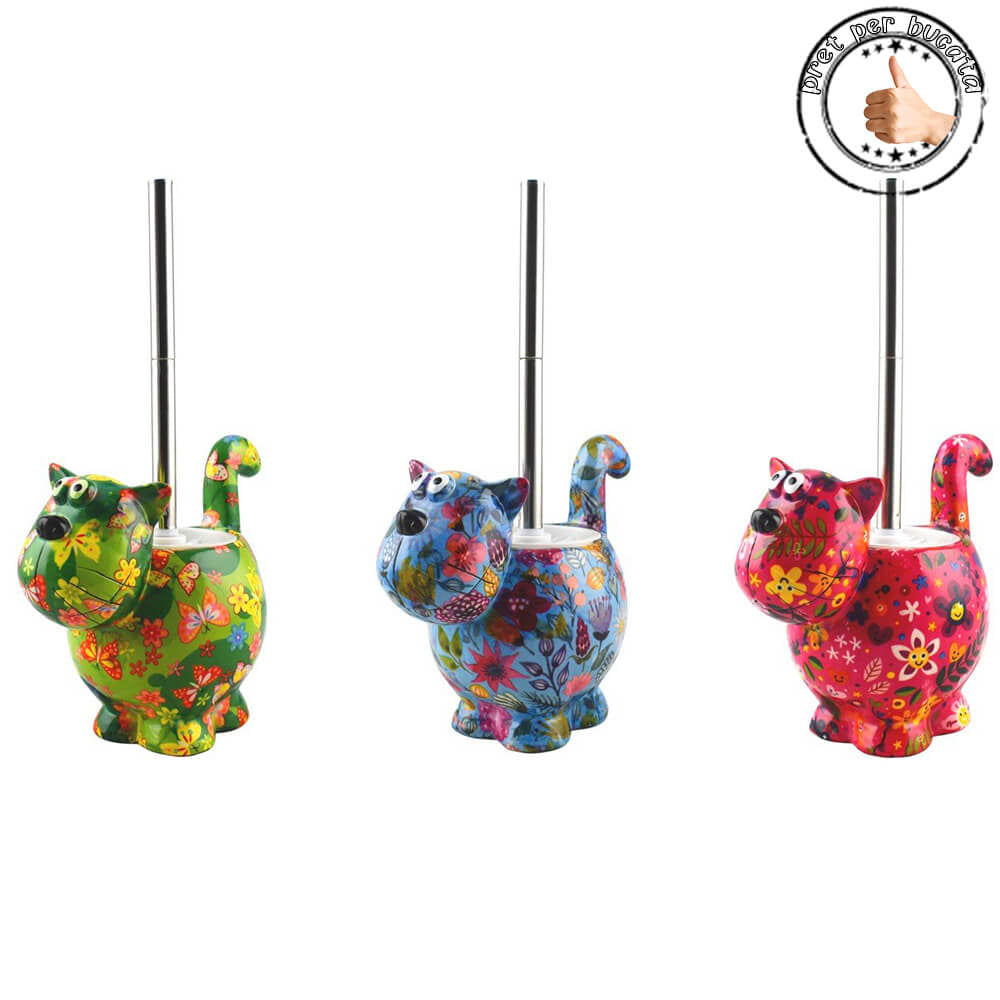 Decoratiune ceramica Suport perie toaleta Pisica Dorothy h17.5 cm