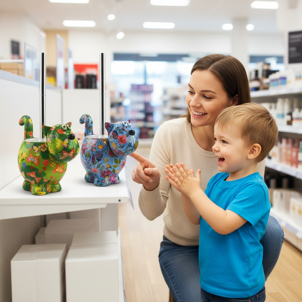 Decoratiune ceramica Suport perie toaleta Pisica Dorothy h17.5 cm