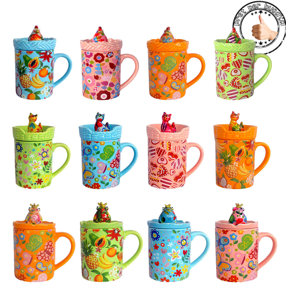 Decoratiune ceramica Cana cu capac h14 cm