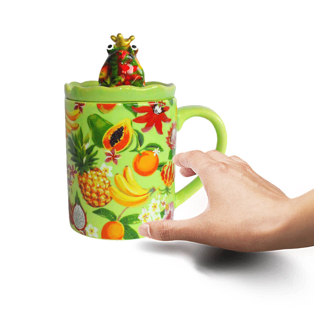 Decoratiune ceramica Cana cu capac h14 cm