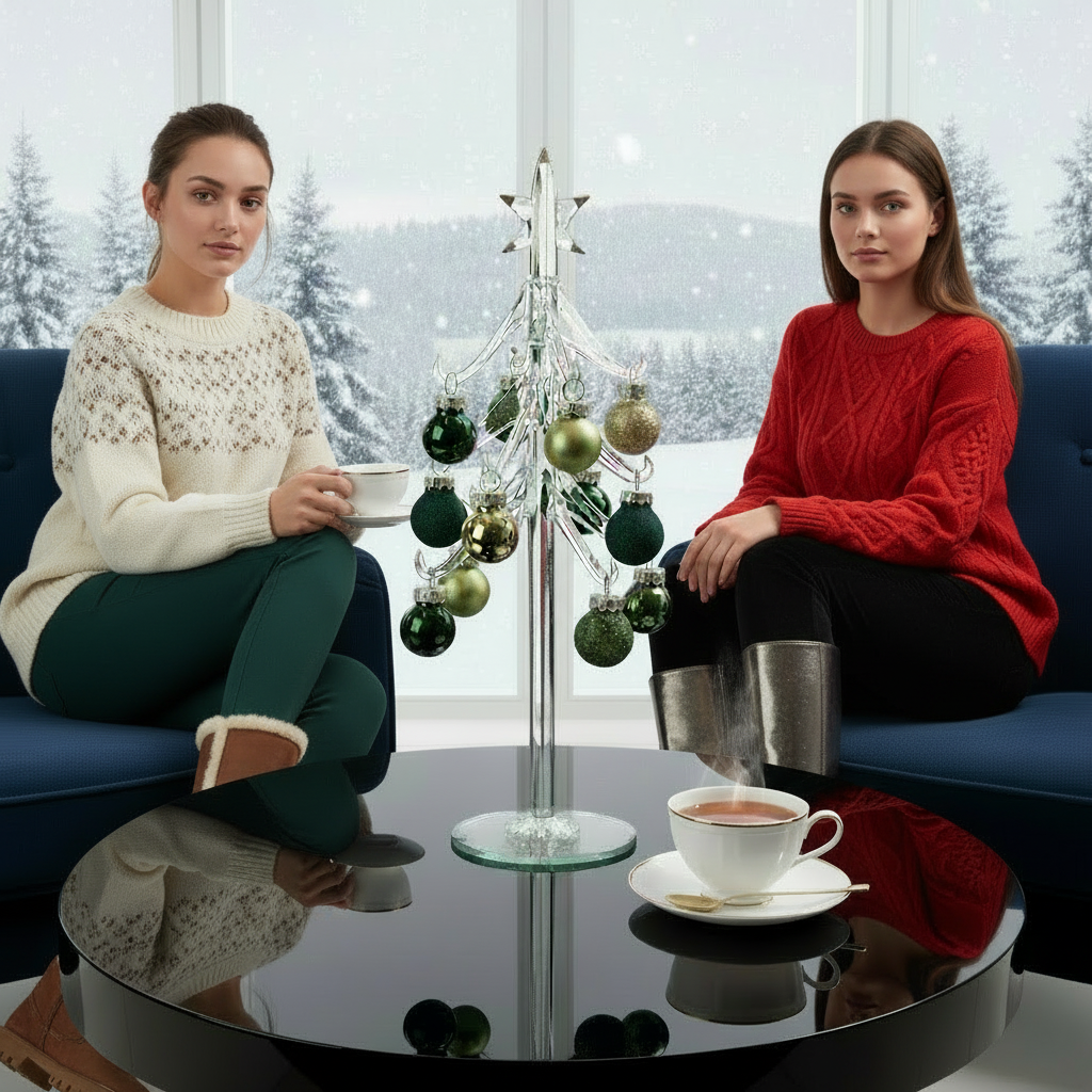 Brad Craciun din sticla cu globuri 27 cm