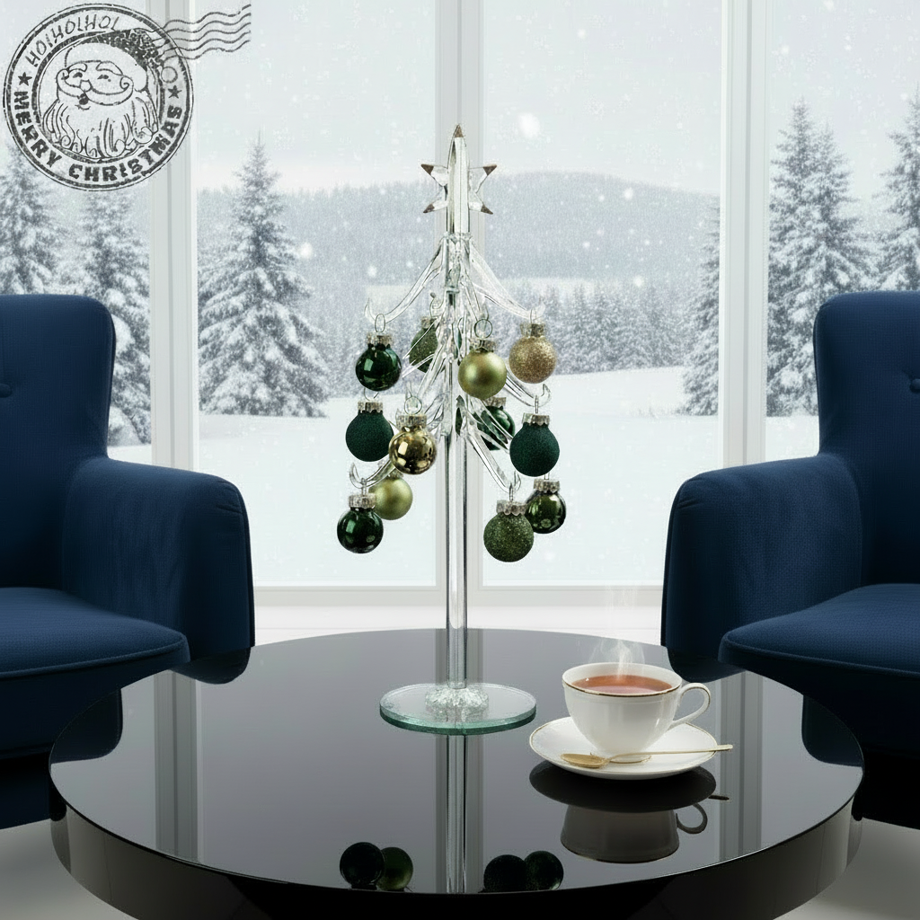 Brad Craciun din sticla cu globuri 27 cm