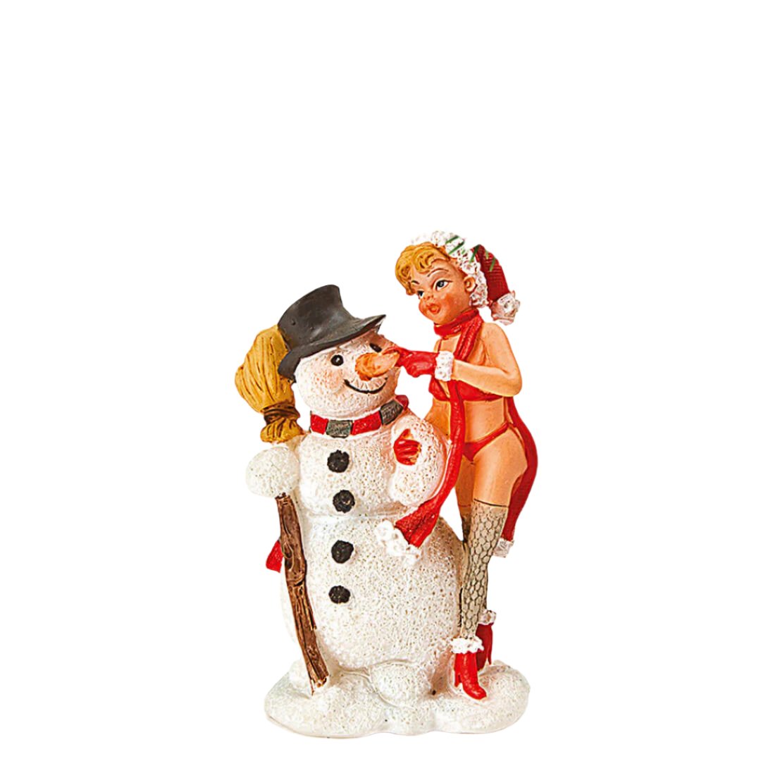 Ornament figurina Craciunita cu om de zapada 6 cm - Nitzi.ro