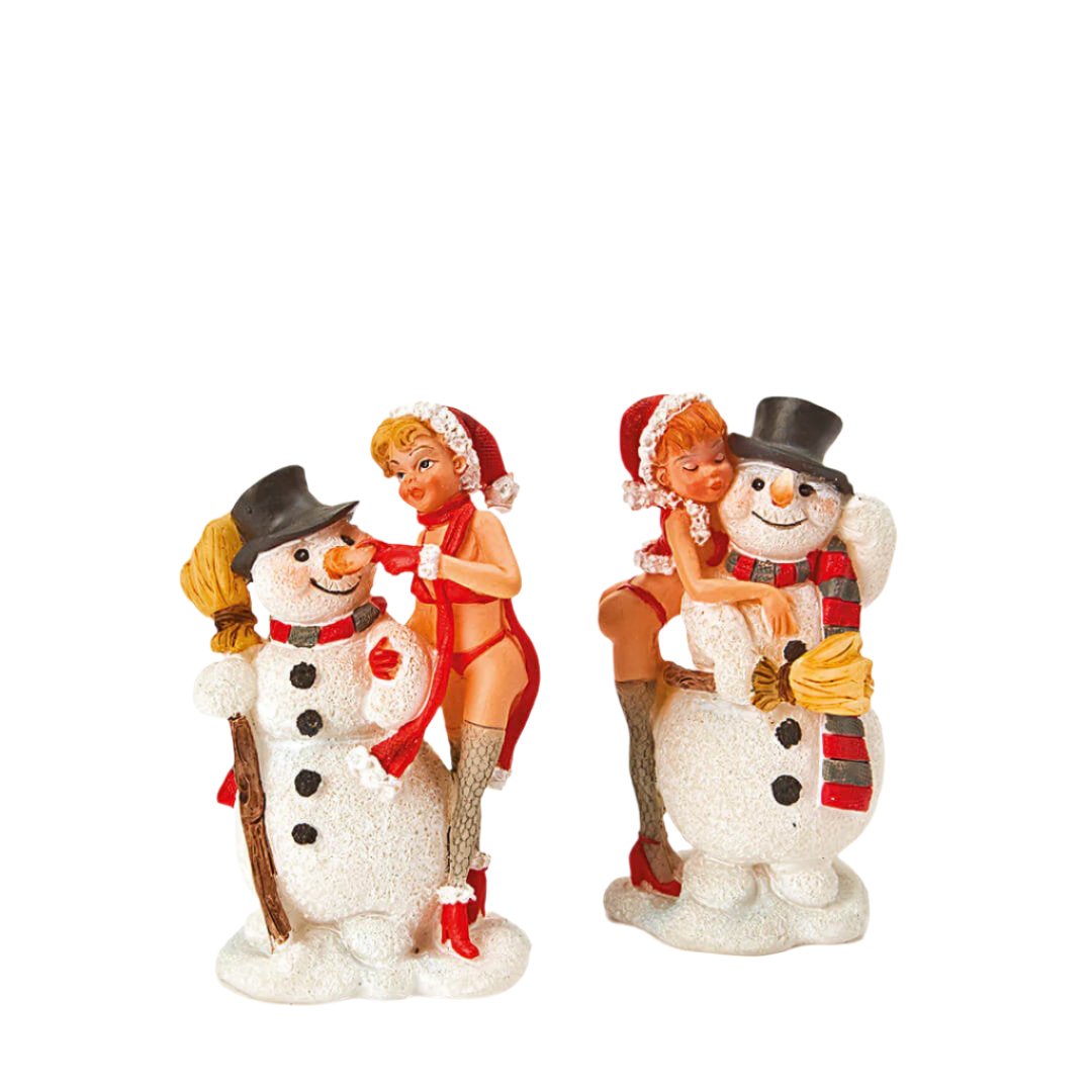 Ornament figurina Craciunita cu om de zapada 6 cm - Nitzi.ro