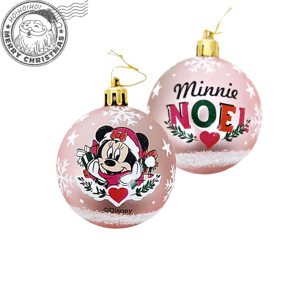 Set 10 Globuri brad Minnie Mouse roz 6 cm