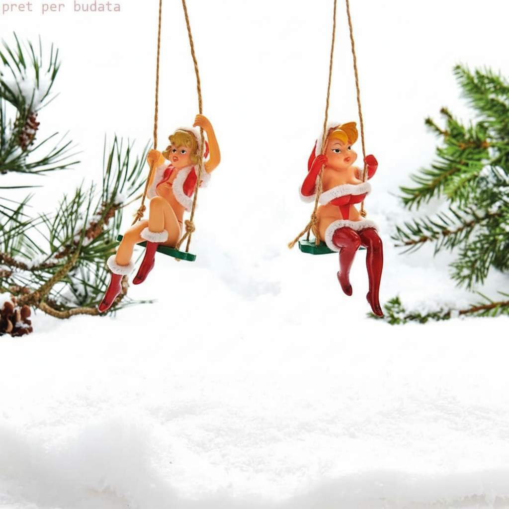 Ornament figurina pentru Brad Craciunite in leagan 10 cm