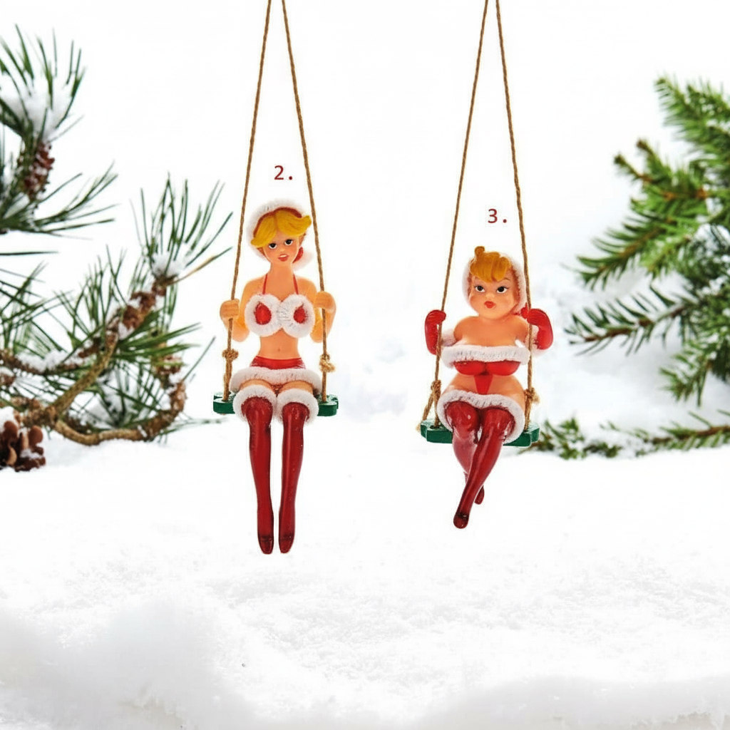 Ornament figurina pentru Brad Craciunite in leagan 10 cm
