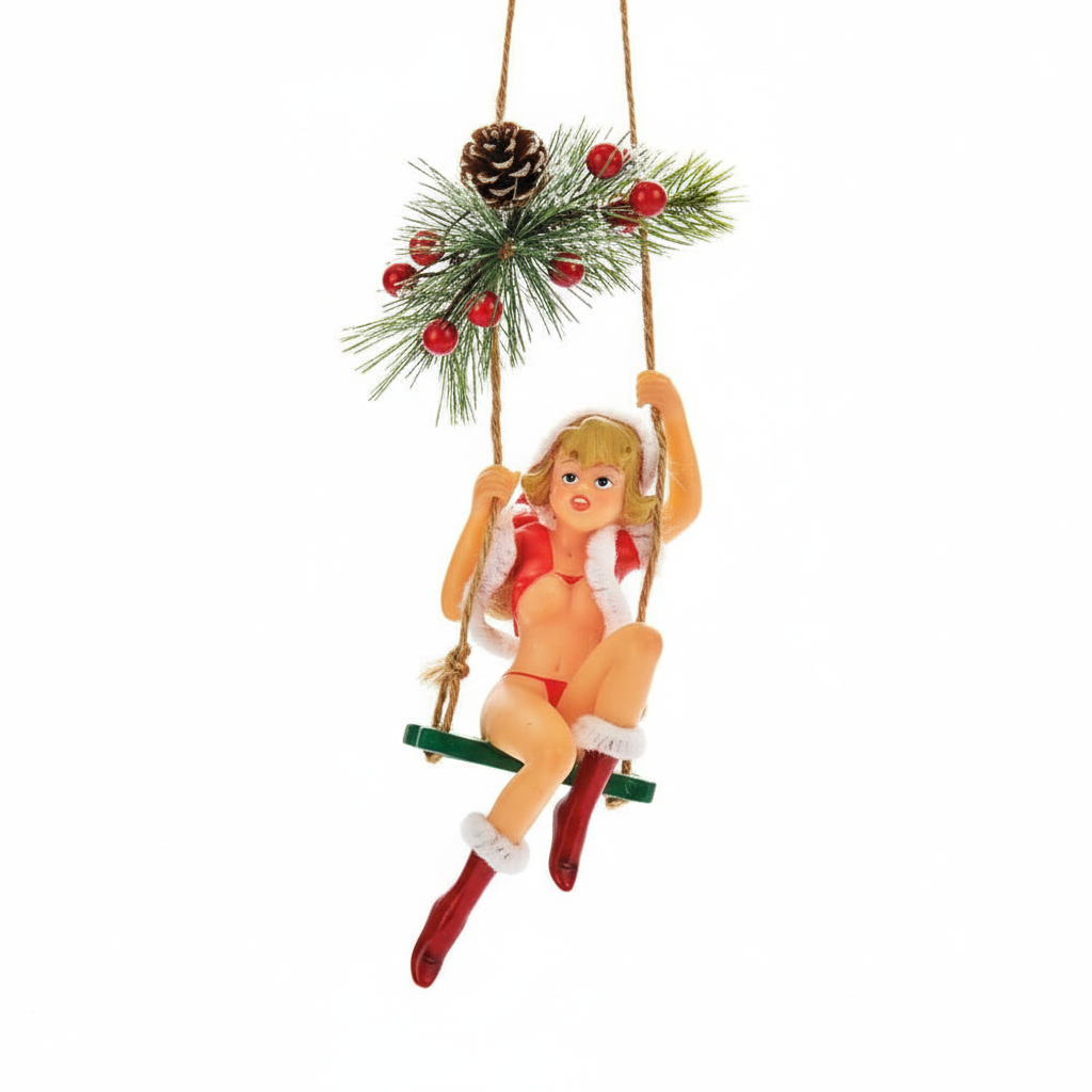 Ornament figurina Craciunite in leagan, 10 cm, decor haios pentru brad model 1