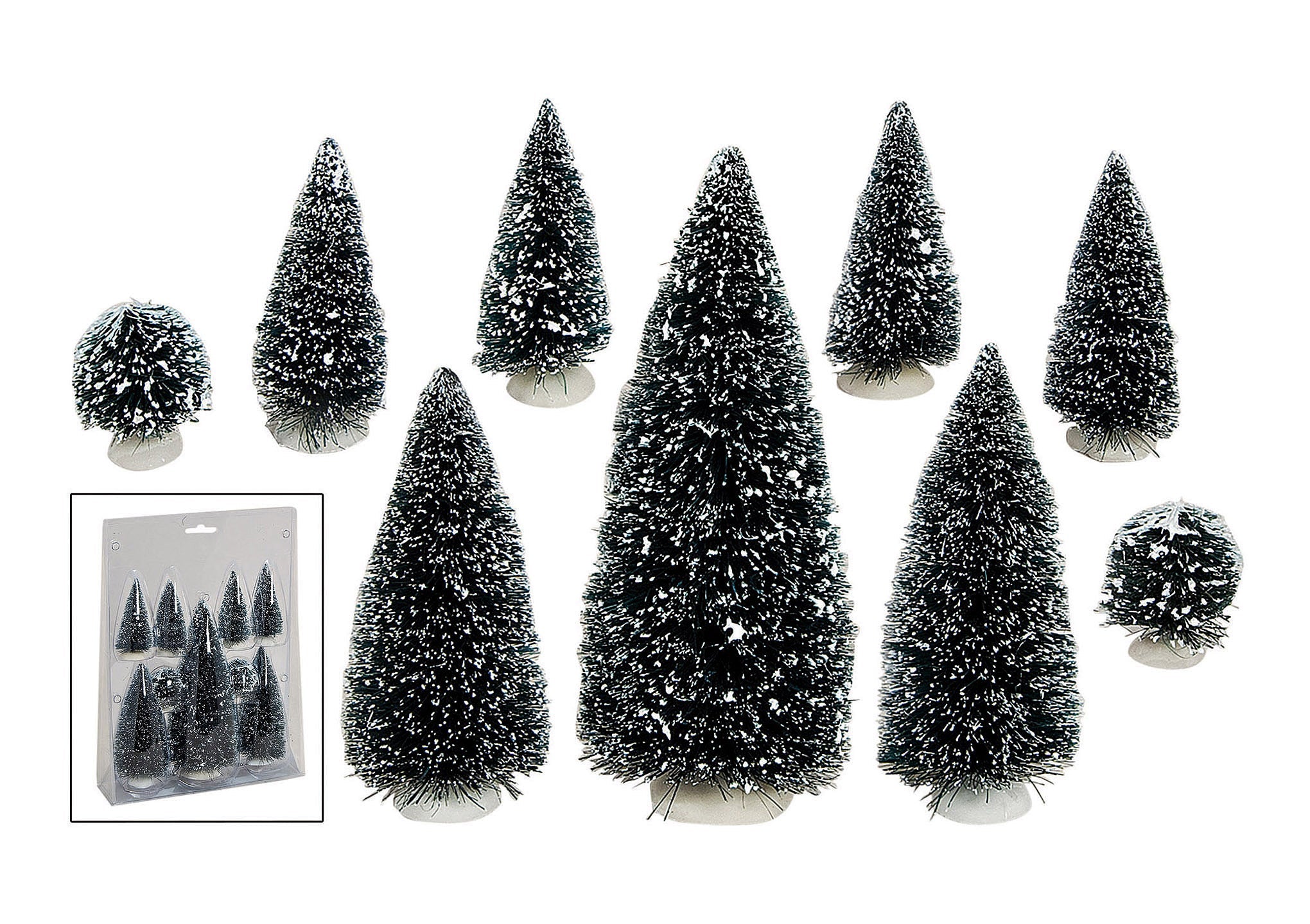 Set 9 brazi decorativi cu zapada 6-20 cm
