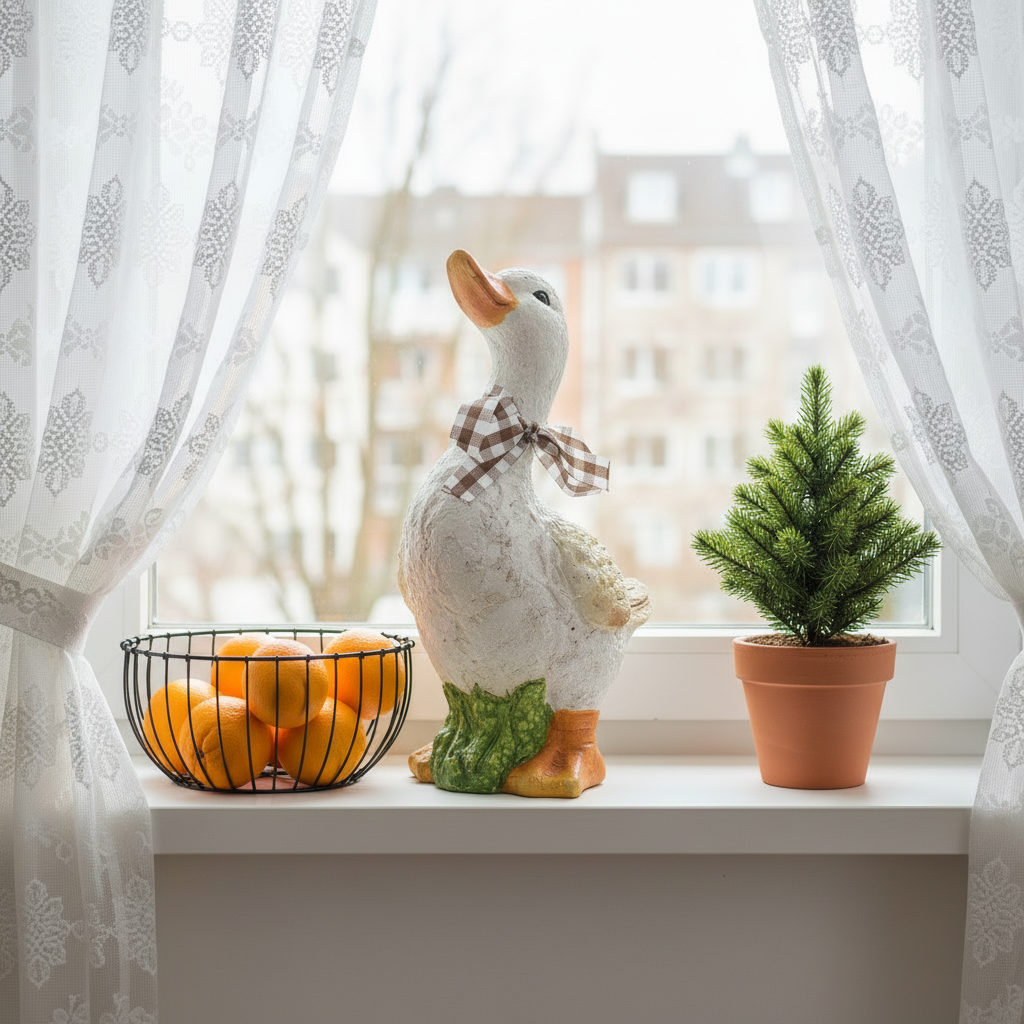 Rata alba decorativa din ceramica 16 cm