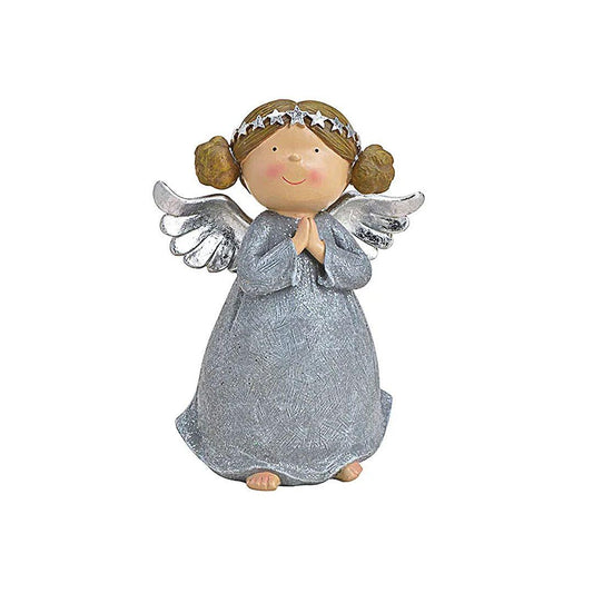 Ingeras decorativ gri/argintiu - statueta Craciun 31 cm - Nitzi.ro