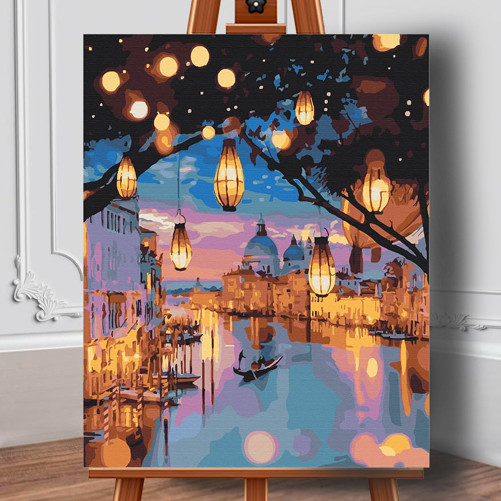 Set pictura pe numere (panza) Lampioane in Venetia 50x40 cm