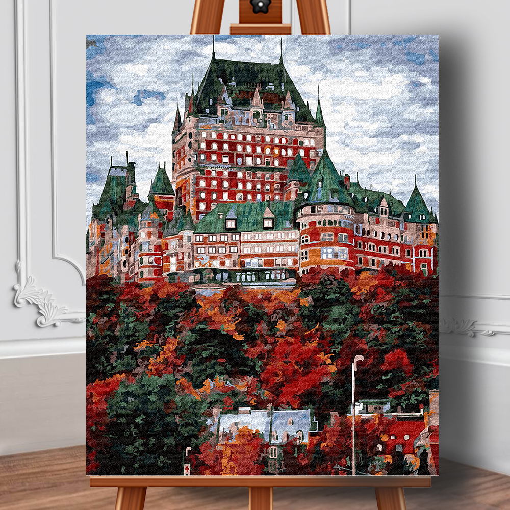 Pictura pe panza cu numere Frontenac Castel din Canada 50x40 cm