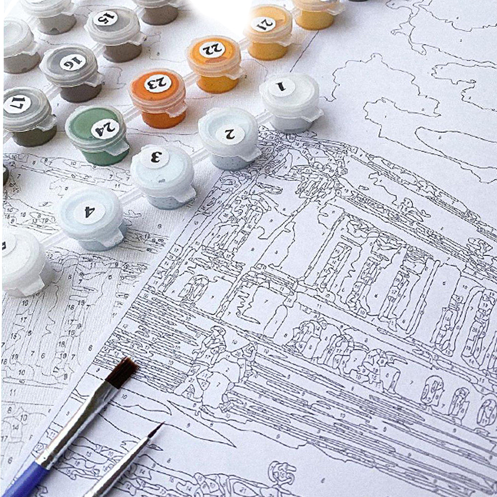 Set pictura pe numere (panza) Maci albi 40x50 cm