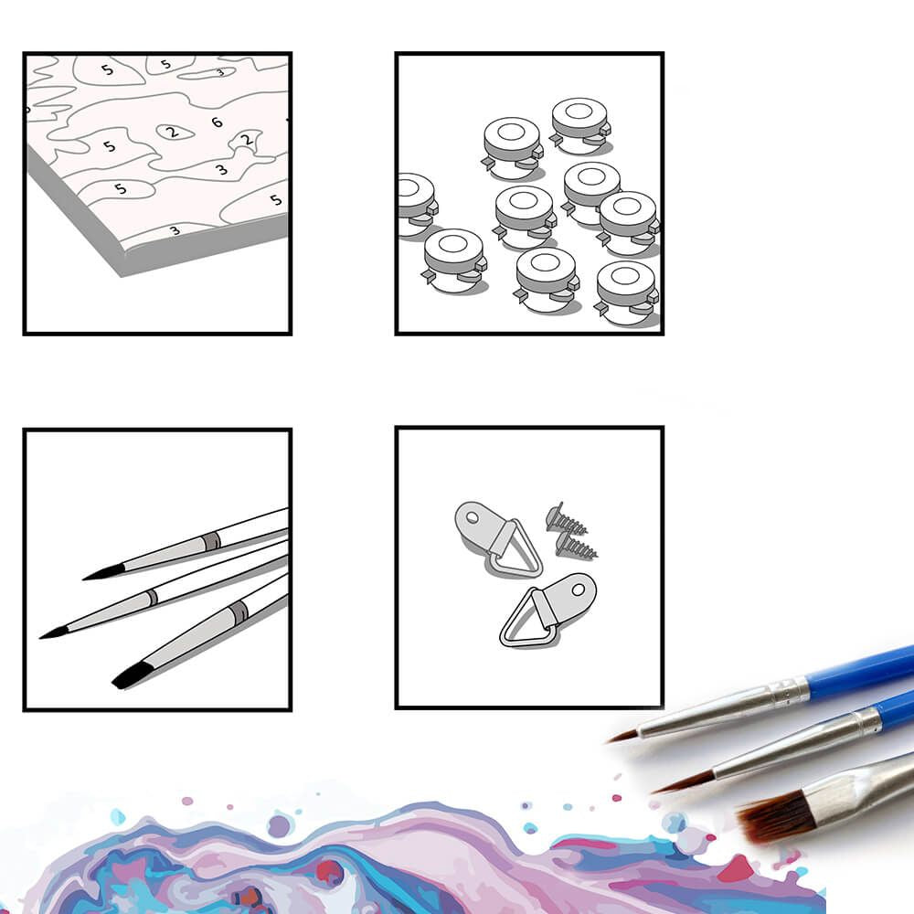 Set pictura pe numere (panza) Maci albi 40x50 cm