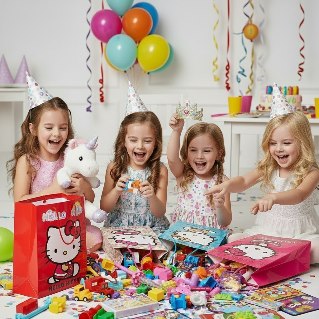 Punga mare Hello Kitty pentru cadouri așteptate de fetițe 