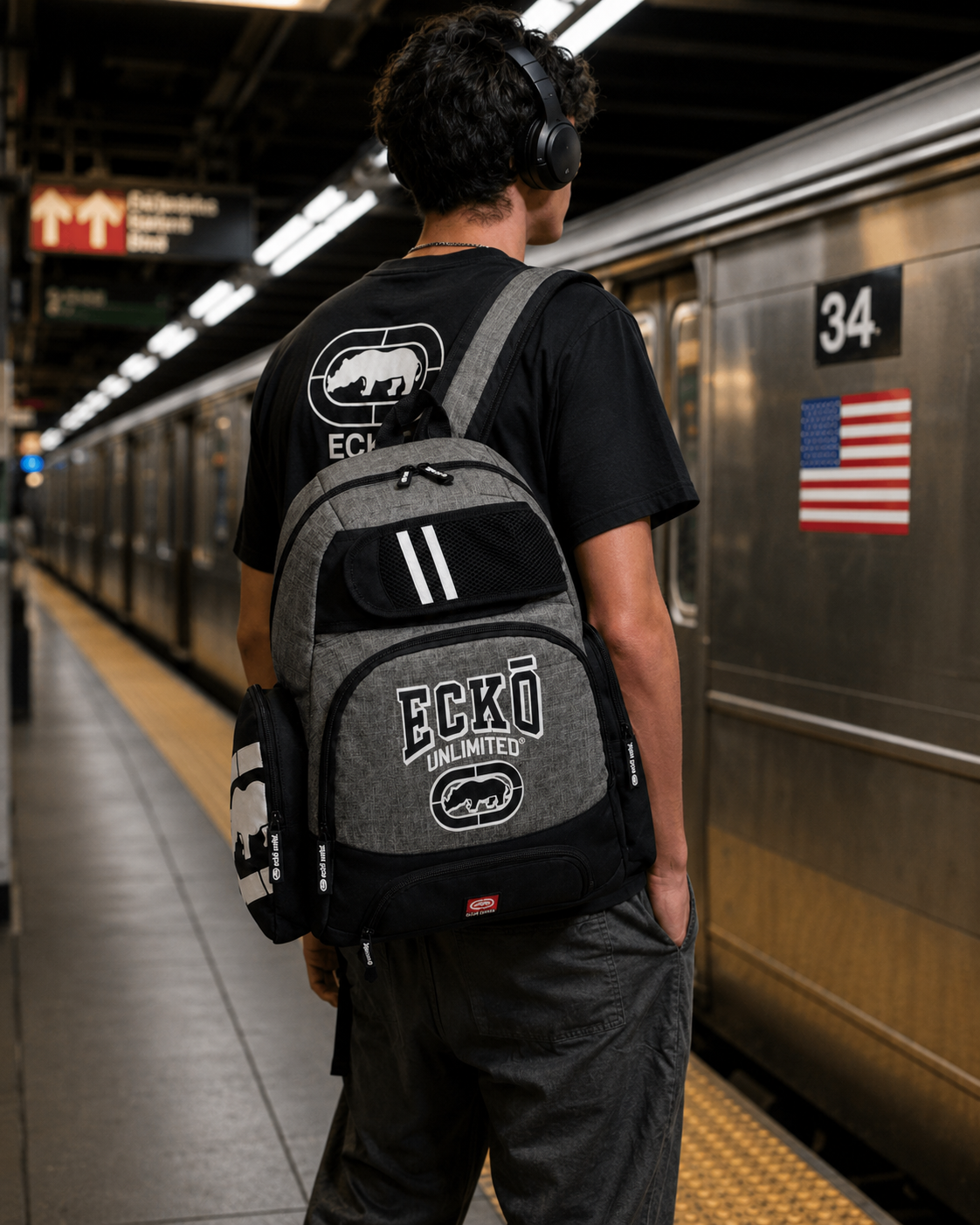 rucsac 42 cm, gri, Ecko UNLTD pentru utilizare zilnică