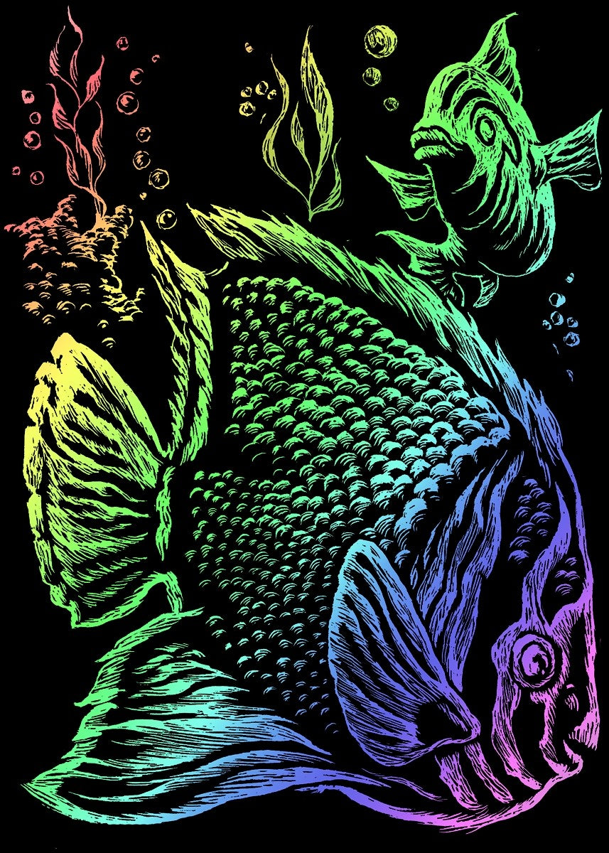 Mini gravura pe folie curcubeu - Pesti tropicali