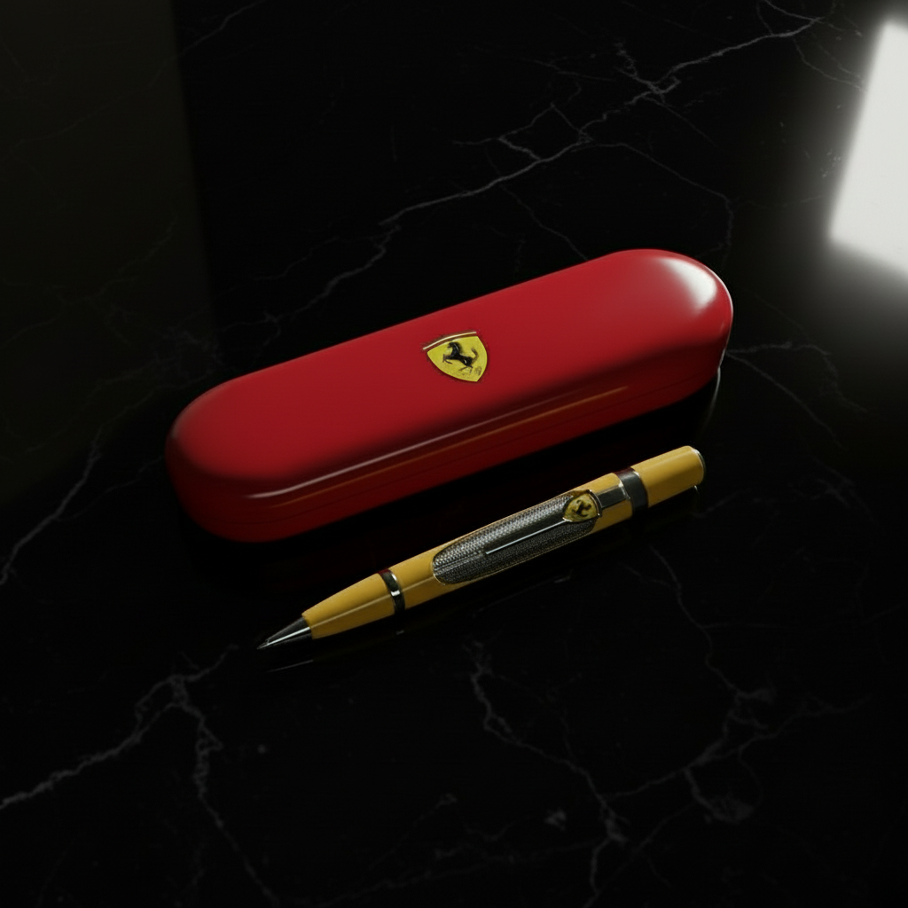 Pix Ferrari in cutie personalizata rosie - produs original. Cand vrei sa impresinezi semnezi cntractul cu un pix de marca.