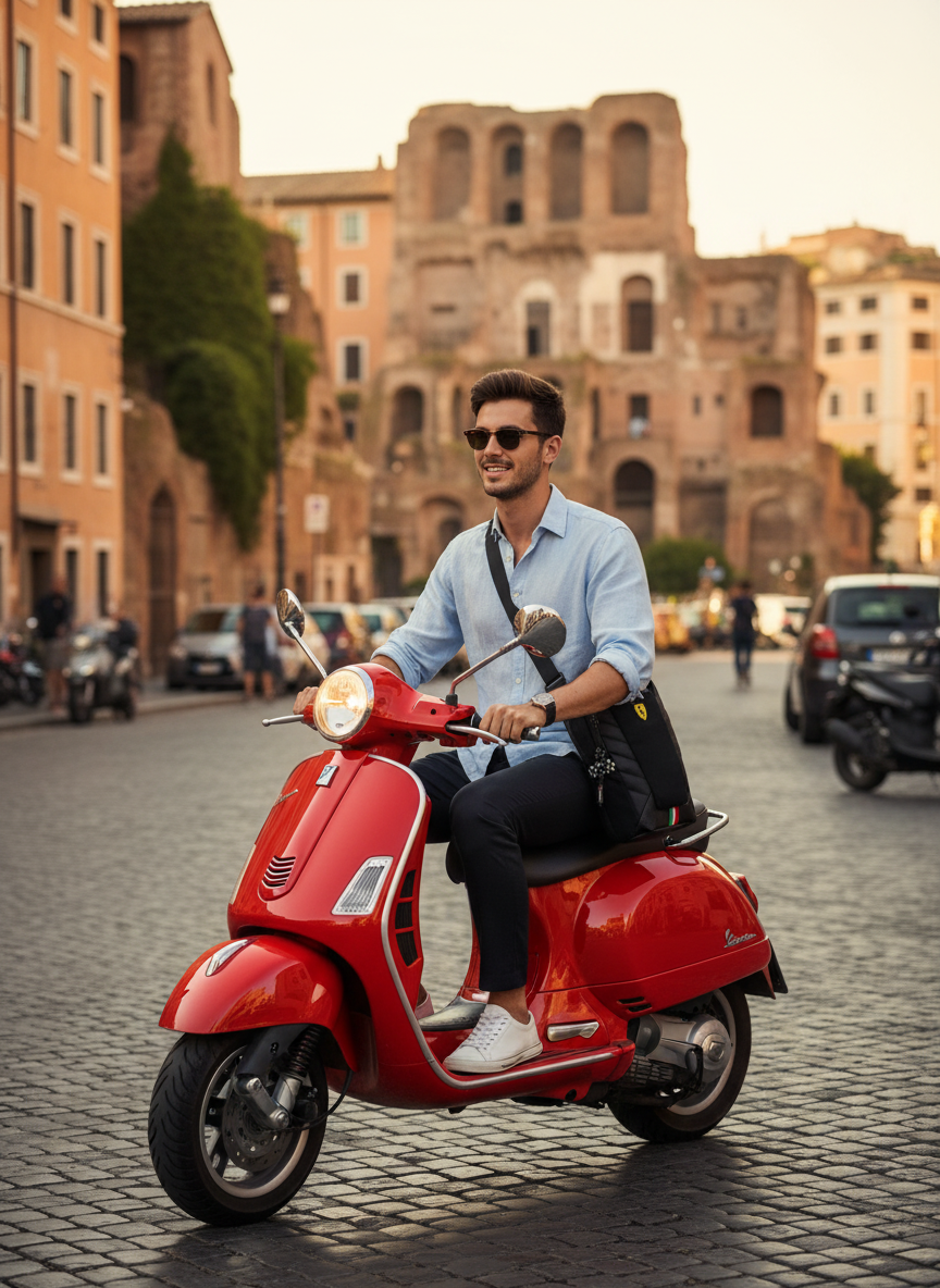 Geanta cross body Ferarri, neagra pentru pasionatii de motociclete 