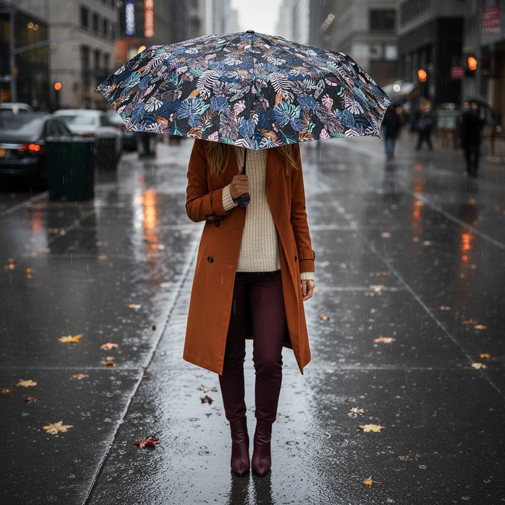 Umbrela ploaie pliabila automata Botanica, se inchide si se deschide din buton