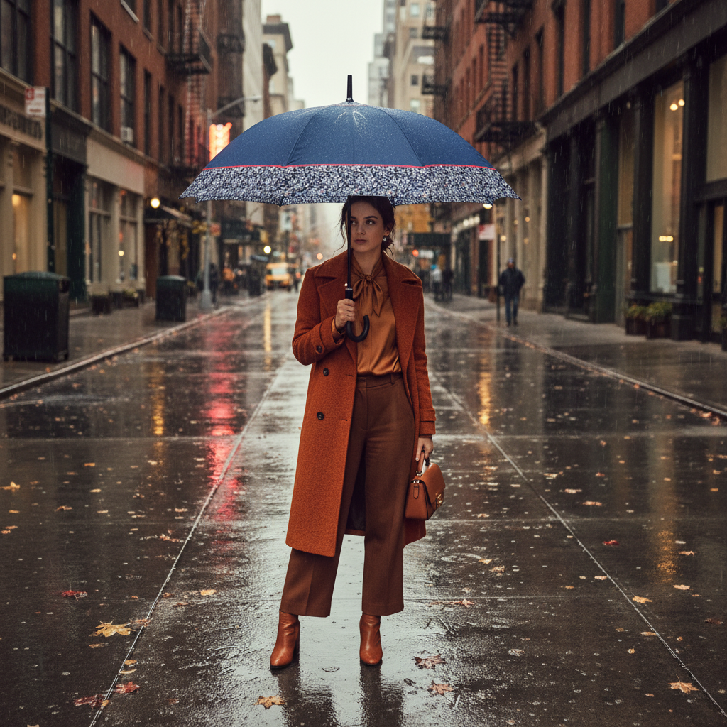 Umbrela ploaie automata albastră cu brodura lata