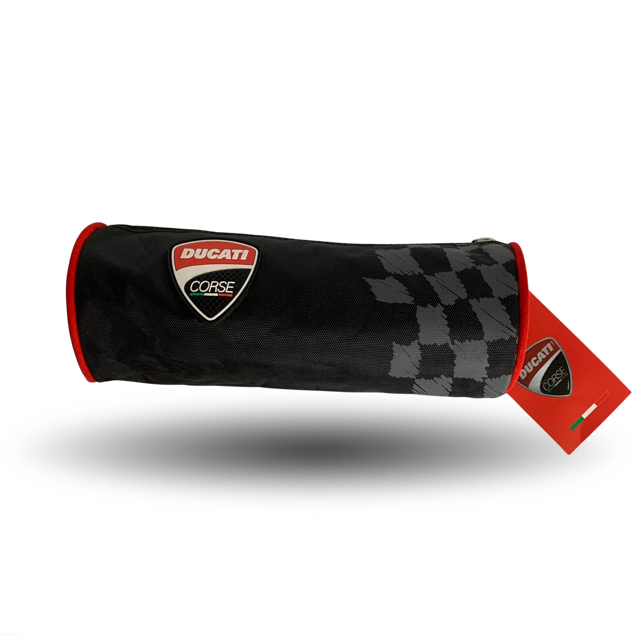 Penar Ducati negru cu roșu, rotund, fermoar rezistent, licență oficială.