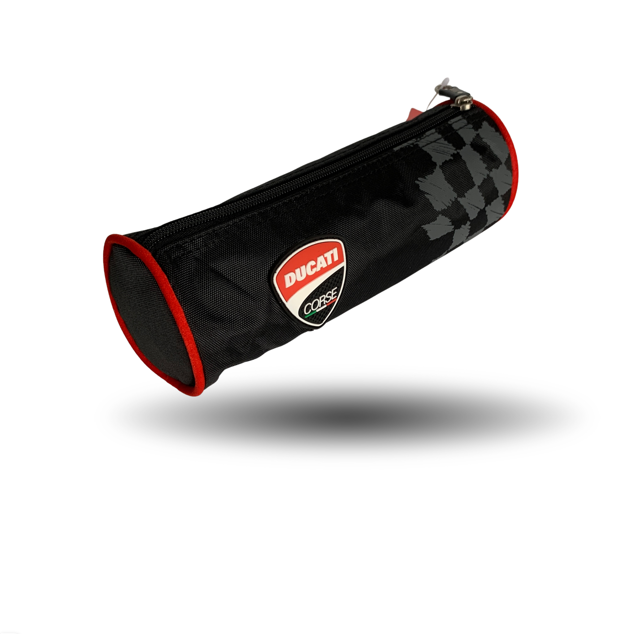 Penar rotund Ducati Corse negru cu roșu, cu fermoar rezistent și design sportiv, licență oficială, ideal pentru școală