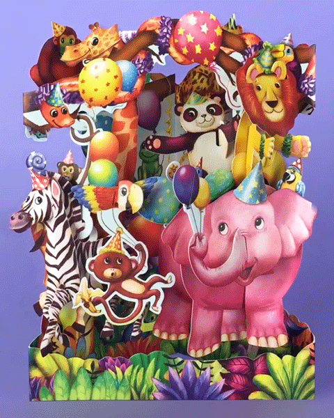 Felicitare 3D Swing Cards Petrecerea animalelor