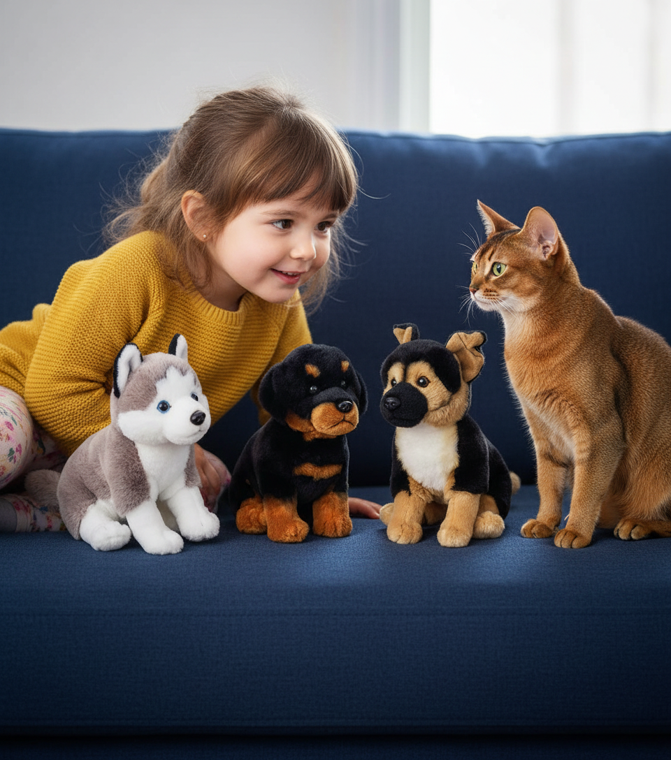 Jucaria de plus catel asemnanator cu un Saint-Bernard, este nu doar moale și adorabil, dar și ușor de întreținut,