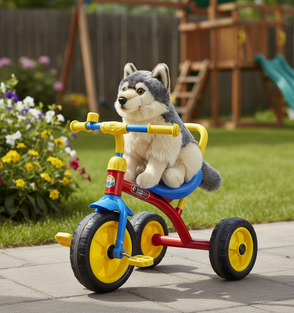 Jucarie din plus pe o tricicleta - amuzament in tandem