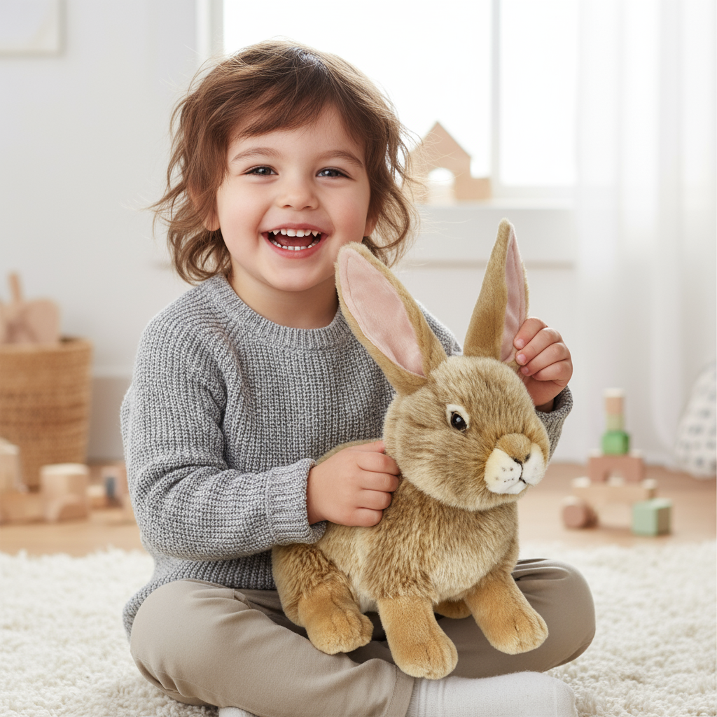 ucărie de pluș Lelly, iepure gri de 28 cm, perfectă pentru copii și colecționari.