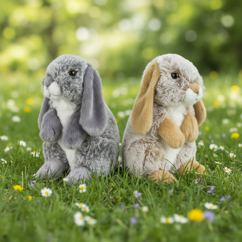 Iepure de plus gri Greg 18 cm de la Lelly in decor de primăvară 