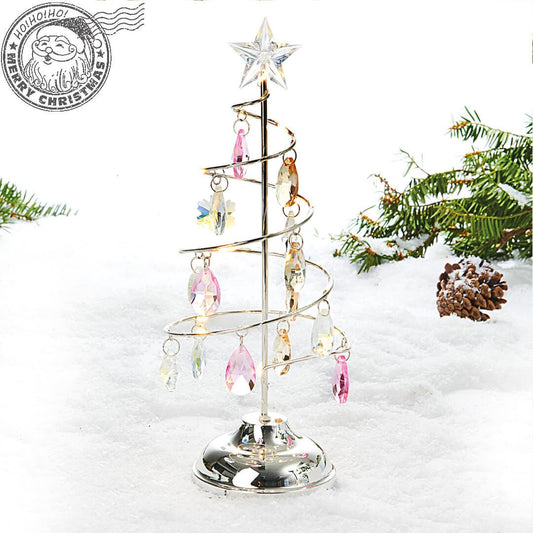 Brad de iarna cu diamante si lumini led 26 cm - Nitzi.ro