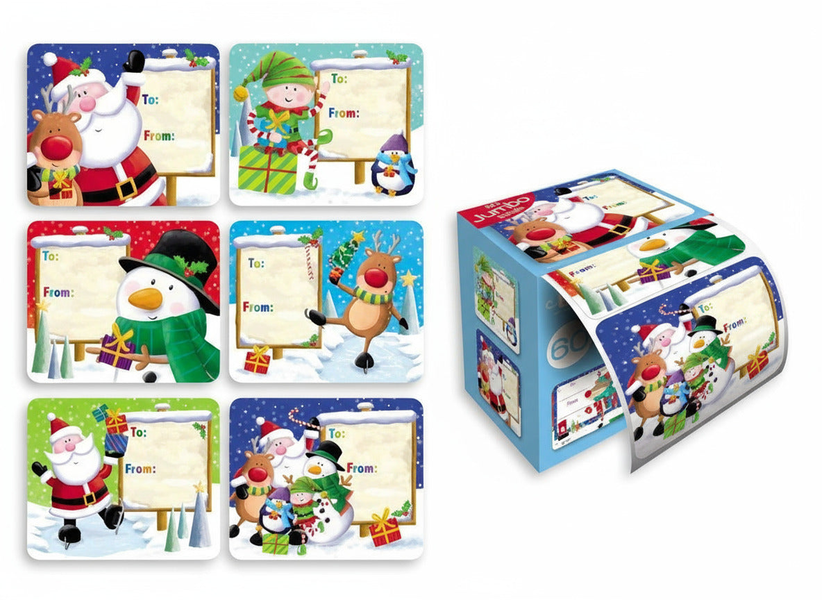 Etichete cadouri Sarbatori jumbo Mos Sarbatori si prietenii - Nitzi.ro