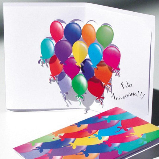 Felicitare 3D Origami Baloane - Nitzi.ro